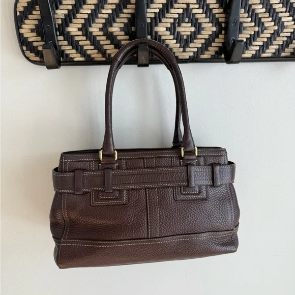 Coach Vintage Y2K Hamptons Carryall - Chocolate Brown Pebbled Leather Satchel - Picture 5 of 10